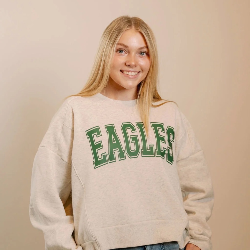 Eagles Boxy Cropped Crewneck Sweatshirt - Picture 3 of 14